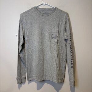 Vineyard Vines Long Sleeve Pocket T Shirt‎ Gray Whale Logo Sleeve Graphic XS